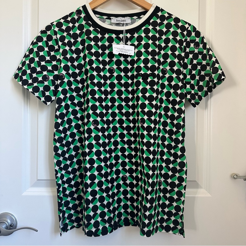 SOLD! MARELLA MAXMARA Labeled as Intrend Green Geometric T-shirt Size:L NWT - Picture 5 of 13